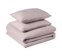 Amazon Basics Parure de Lit 2 Personnes 3 Pièces en Microfibre Prélavée, Extra Douce avec Effet Froissé Naturel, Sans Repassage, Housse de Couette 240 x 220 cm et 2 Taies d'oreiller 65 x 65 cm, Violet