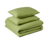 Amazon Basics Parure de Lit 2 Personnes 3 Pièces en Microfibre Prélavée, Extra Douce avec Effet Froissé Naturel, Sans Repassage, Housse de Couette 240 x 220 cm et 2 Taies d'oreiller 50 x 80 cm, Vert