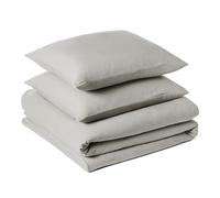 Amazon Basics Parure de Lit 2 Personnes 3 Pièces en Microfibre Prélavée, Extra Douce avec Effet Froissé Naturel, sans Repassage, Housse de Couette 240 x 220 cm et 2 Taies d'oreiller 65 x 65 cm, Gris