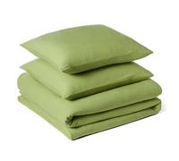 Amazon Basics Parure de Lit 2 Personnes 3 Pièces en Microfibre Prélavée, Extra Douce avec Effet Froissé Naturel, sans Repassage, Housse de Couette 240 x 220 cm et 2 Taies d'oreiller 65 x 65 cm, Vert