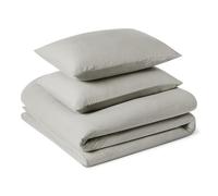 Amazon Basics Parure de Lit 2 Personnes 3 Pièces en Microfibre Prélavée, Extra Douce avec Effet Froissé Naturel, Sans Repassage, Housse de Couette 240 x 220 cm et 2 Taies d'oreiller 50 x 80 cm, Gris
