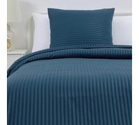 Amazon Basics Parure de lit 2 pièces en Microfibre avec Housse de Couette 135 x 200 cm et 1 taie d'oreiller 65 x 65 cm, Bleu Marine rayé