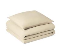 Amazon Basics Parure de lit en Microfibre Brossée, Extra Douce avec Texture Naturelle, 2 Pièces, Housse de Couette 135 x 200 cm et 1 taie d'oreiller 65 x 65 cm, Beige