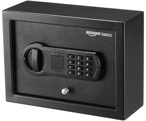 Amazon Basics Petit coffre-fort de sécurité pour tiroir de bureau avec Électronique clavier programmable, Noir, 30 cm L x 21,84 cm P x 11,18 cm H