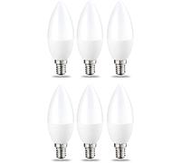 Amazon Basics Petite ampoule bougie LED E14 B35 avec culot à vis, 5W (équivalent incandescente de 40W),CRI80, blanc chaud, dimmable - Lot de 6