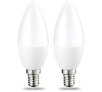 Amazon Basics Petite ampoule bougie LED E14 B35 avec culot à vis, 6W (équivalent incandescente de 40W), CRI80, dimmable, 2 Unité (Lot de 1), blanc chaud