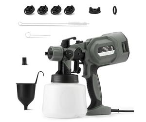 Amazon Basics Pistolet Pulvérisateur Électrique 700W avec Réservoir de 1.200ml, 4 Buses et 3 Modes de Pulvérisation, pour Intérieur et Extérieur, Gris