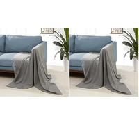 Amazon Basics Plaid de Chambre décoratif Polyester Couverture jetée de canapé, 127 x 152 cm, Gris Foncé Et Chevrons Gris Clair (Lot de 2)