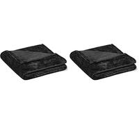 Amazon Basics Plaid Polaire, 127 x 152 cm, Noir (Lot de 2)