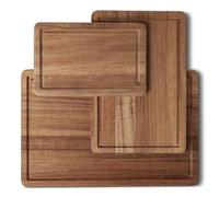 Amazon Basics Planches à Découper en Bois, Lot de 3 Pièces, Bois d’Acacia Préhuilé