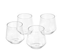 Amazon Basics Plastique sans BPA en Tritan, Passe au Lave-Vaisselle, Verre à Vin sans Pied, Incassable, 41,4cl, Transparent, Lot de 4