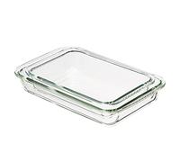 Amazon Basics plats rectangulaires en verre, pour cuisson au four, 3 l et 1.5 l, 2 unité, lot de 1, Transparents