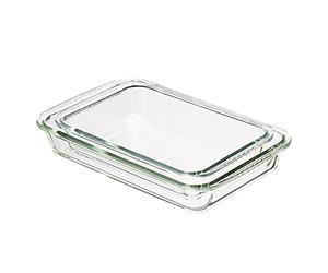 Amazon Basics plats rectangulaires en verre, pour cuisson au four, 3 l et 1.5 l, 2 unité, lot de 1, Transparents