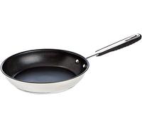 Amazon Basics Poêle en acier inoxydable avec revêtement antiadhésif - convient aux cuisinières à induction, avec poignée confortable - 20 cm