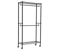 Amazon Basics Portant à double tringle avec roulettes Noir, L 91 cm x l 35,5 cm x H 183 cm
