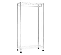Amazon Basics Portant à vêtements avec étagères supérieure et inférieure, Chromé, 89 x 45 x 180 cm