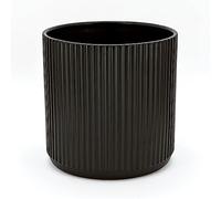 Amazon Basics Pot en Ronde céramique rainuré, 20.32 cm, Noir