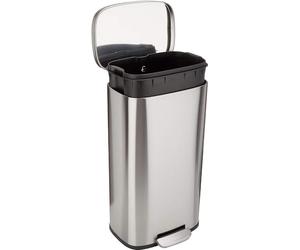 Amazon Basics Poubelle rectangulaire à fermeture douce, 30 l (7.9 gallons), nickel satiné