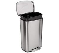 Amazon Basics Poubelle rectangulaire à fermeture douce, 50 l (13.2 Gallons), nickel satiné