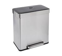 Amazon Basics Poubelle rectangulaire de recyclage avec 2 compartiments, 60 litres, Noir/Argent