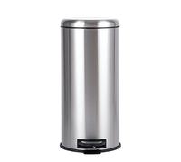 Amazon Basics Poubelle ronde à pédale, acier inoxydable, 30 L, argent, Satin