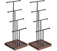Amazon Basics Présentoir à bijoux à quatre étages, Noyer/Noir, Arbre (Lot de 2)