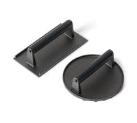 Amazon Basics Presse à Hamburger, Ronde et rectangulaire, Noire, Lot de 1, Round - 17.2 x 17.2 x 6.9 cm, Rectangle - 20.6 x 10.7 x 6.8 cm
