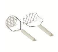Amazon Basics Presse-Purée, Lot de 2 Pièces, Poignée Ergonomique Souple, Passe au Lave-Vaisselle, Gris Lin