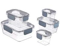 Amazon Basics Récipients de Conservation des Aliments en Plastique Tritan - Fermeture en Plastique Tritan, Hermétiques, 10 Pièces, Transparent