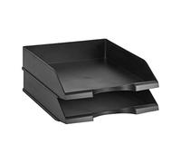 Amazon Basics Rectangulaire corbeilles à courrier empilables, Format A4, Lot de 2, 33.8 x 25.4 x 6.4 cm, Noir