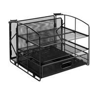 Amazon Basics Rectangulaire Module de rangement, trieur de bureau avec 3 plateaux, tiroir coulissant et espace à dossiers suspendus, Noir