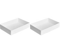 Amazon Basics Rectangulaire Organiseur en Plastique à Accessoires Grand Format, 24 x 17 x 5 cm, Blanc (Lot de 2)