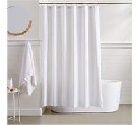 Amazon Basics Rideau de Douche Léger, Super Doux, Facile d’Entretien, en Microfibre à Texture Gaufrée, 183 x 183 cm, Blanc