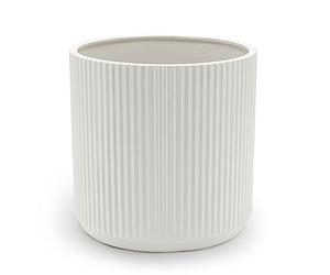 Amazon Basics Ronde Pot en céramique rainuré, 20.3 cm, Blanc