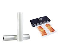 Amazon Basics Rouleaux pour sacs de mise sous vide, 28 cm x 500 cm, Lot de 2 & Appareil de mise sous vide automatique, Noir