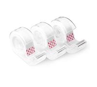 Amazon Basics Ruban Adhésif à Finition Mate avec Dévidoir, Ruban Invisible, 19mm x 7,6m, Lot de 3, Transparent