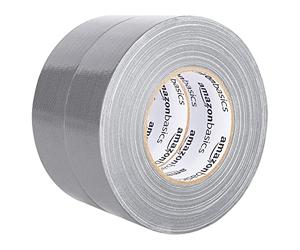 Amazon Basics Ruban toilé tous usages, 5 cm de large x 54.8 m, argenté, 2 rouleaux (lot de 1)
