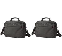 Amazon Basics Sac à bandoulière Compact pour Ordinateur Portable avec Poches de Rangement pour Accessoires (15,6 Pouces - 40 cm) Noir, 1 unité (Lot de 2)