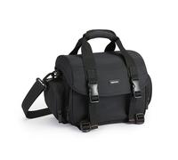 Amazon Basics Sac à Épaule pour Appareil Photo SLR et Accessoires, Grand, Sangle Réglable, Imperméable, Antichoc, Uni, Taille L, Rembourré - Noir/Gris