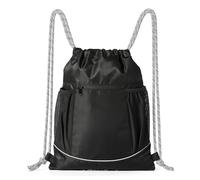 Amazon Basics Sac de Sport à Cordon avec Poches pour Bouteilles, Sac à Dos Durable pour Gym, École et Voyage, Noir