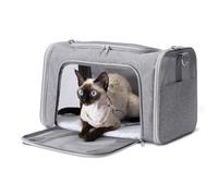Amazon Basics Sac de Transport Souple pour Chat et Chien avec Bandoulière Réglable, Homologué Avion, Design Pliable et Portable, Tissu en Maille pour la Ventilation, 43,2cm x 27,9cm x 27,9cm, Gris