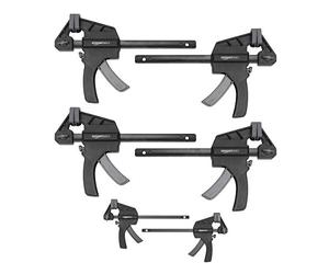 Amazon Basics Serre-joints une main Lot de 6 - 2 pièces 10,16 cm, 4 pièces 15,24 cm, Noir/ Gris