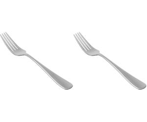 Amazon Basics Service de 12 fourchettes de Table en Acier Inoxydable avec Bord Arrondi, Argenté (Lot de 2)
