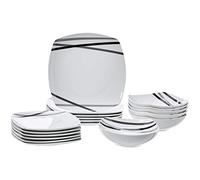 Amazon Basics Service de table 18 pièces, Carré, Lignes modernes, pour 6 personnes, 120 x 60 x 48 cm (L x l x H)
