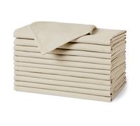 Amazon Basics Serviettes en Tissu Réutilisables Antitaches et Infroissables, Lot de 12, 43 x 43 cm, Beige