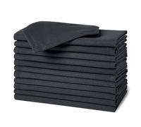 Amazon Basics Serviettes en Tissu Réutilisables Antitaches et Infroissables, Lot de 12, 43 x 43 cm, Noir