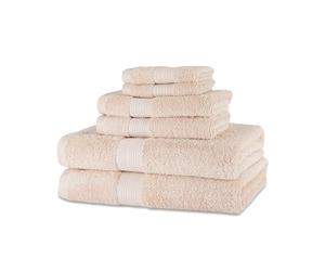Amazon Basics Set de Bain Bio 6 Pièces - 100% Coton Biologique Anti-décoloration - 2 Draps de Bain + 2 Serviettes de Toilette + 2 Gants de Toilette, Rose Fard À Joues