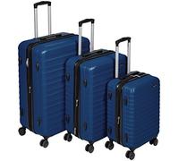 Amazon Basics Set de Valises Rigides (Petite + Moyenne + Grande) - Bagages Extensibles ABS avec 4 Roulettes Doubles Pivotantes - Résistantes aux Rayures et Légères - Bleu Marine