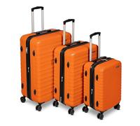 Amazon Basics Set de Valises Rigides (Petite + Moyenne + Grande) - Bagages Extensibles ABS avec 4 Roulettes Doubles Pivotantes - Résistantes aux Rayures et Légères - Orange Brûlé