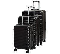 Amazon Basics Set de Valises Rigides (Petite + Moyenne + Grande) - Bagages Extensibles ABS avec 4 Roulettes Doubles Pivotantes - Résistantes aux Rayures et Légères - Noir